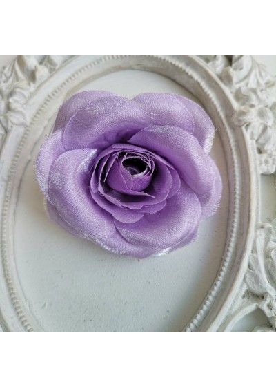 Роза от светло лилав сатен за коса и брошка